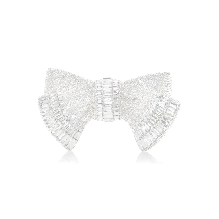 Judith Leiber Bow Deco Gems Silver - Judith Leiber Crystal Clutch - Luxury Evening Bag - Shop at Luxury Shoes 