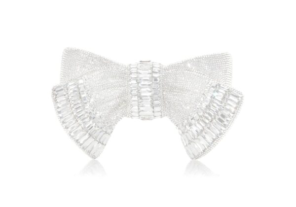 Judith Leiber Bow Deco Gems Silver - Judith Leiber Crystal Clutch - Luxury Evening Bag - Shop at Luxury Shoes 