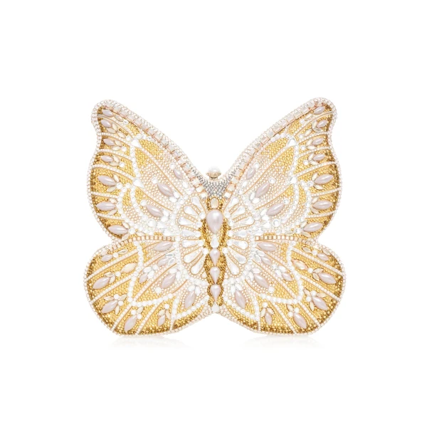 Judith Leiber Butterfly Pearly - Judith Leiber Crystal Clutch - Luxury Evening Bag - Shop at Luxury Shoes 