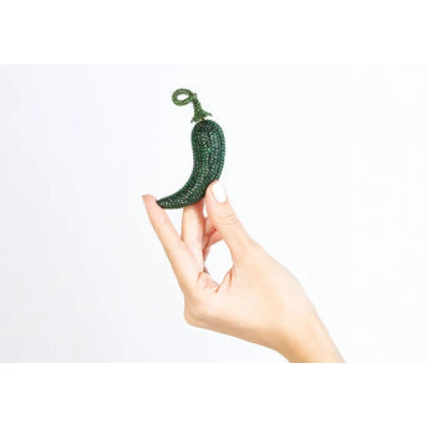 Judith Leiber Chili Pepper Pillbox Poblano - Judith Leiber Crystal Clutch - Luxury Evening Bag - Shop at Luxury Shoes 