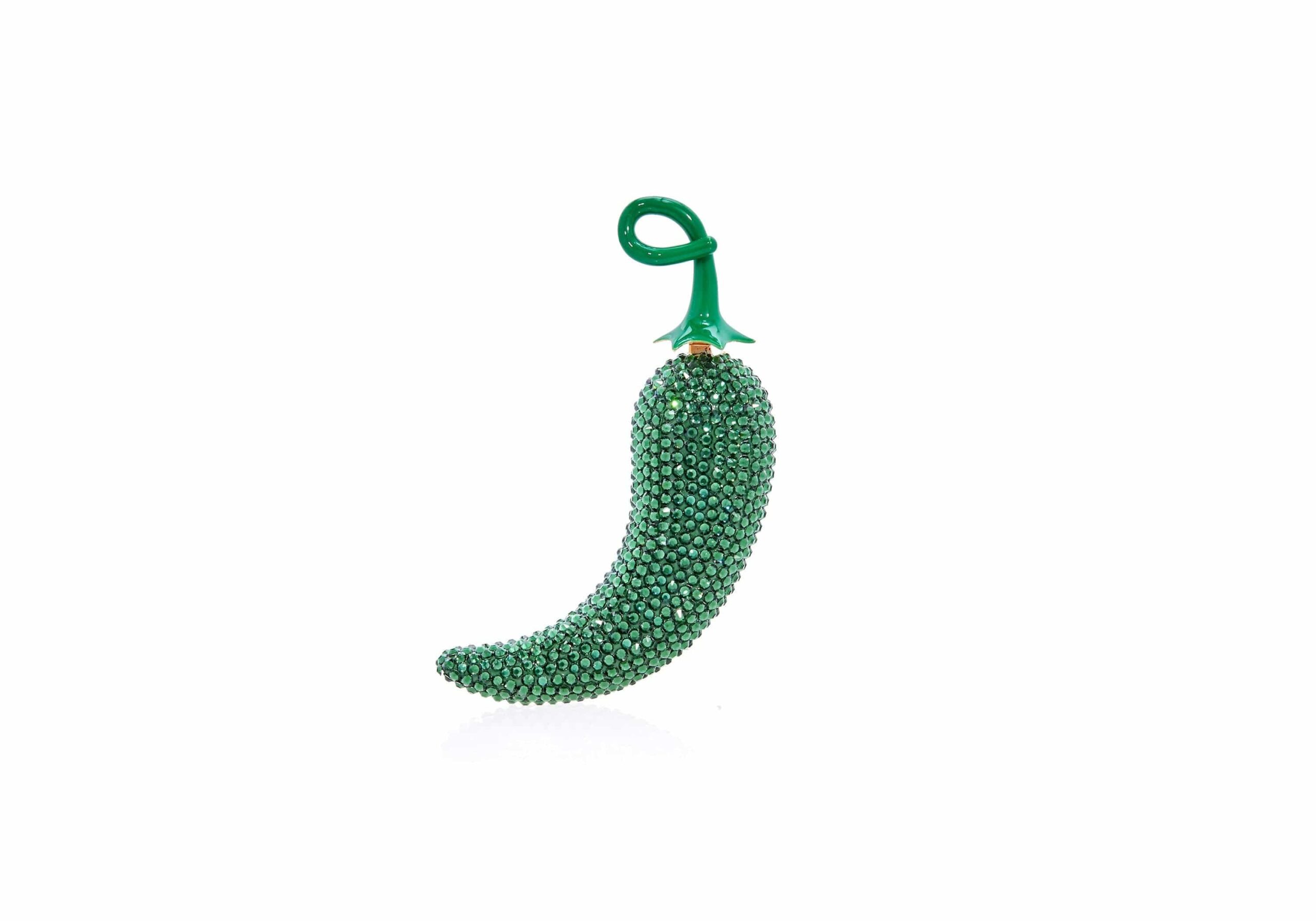 Judith Leiber Chili Pepper Pillbox Poblano - Judith Leiber Crystal Clutch - Luxury Evening Bag - Shop at Luxury Shoes 