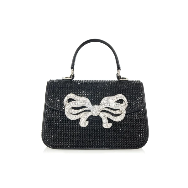 Judith Leiber Crystal Bow Top Handle Black - Judith Leiber Crystal Clutch - Luxury Evening Bag - Shop at Luxury Shoes 