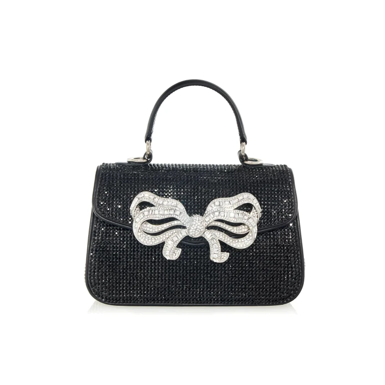 Judith Leiber Crystal Bow Top Handle Black - Judith Leiber Crystal Clutch - Luxury Evening Bag - Shop at Luxury Shoes 