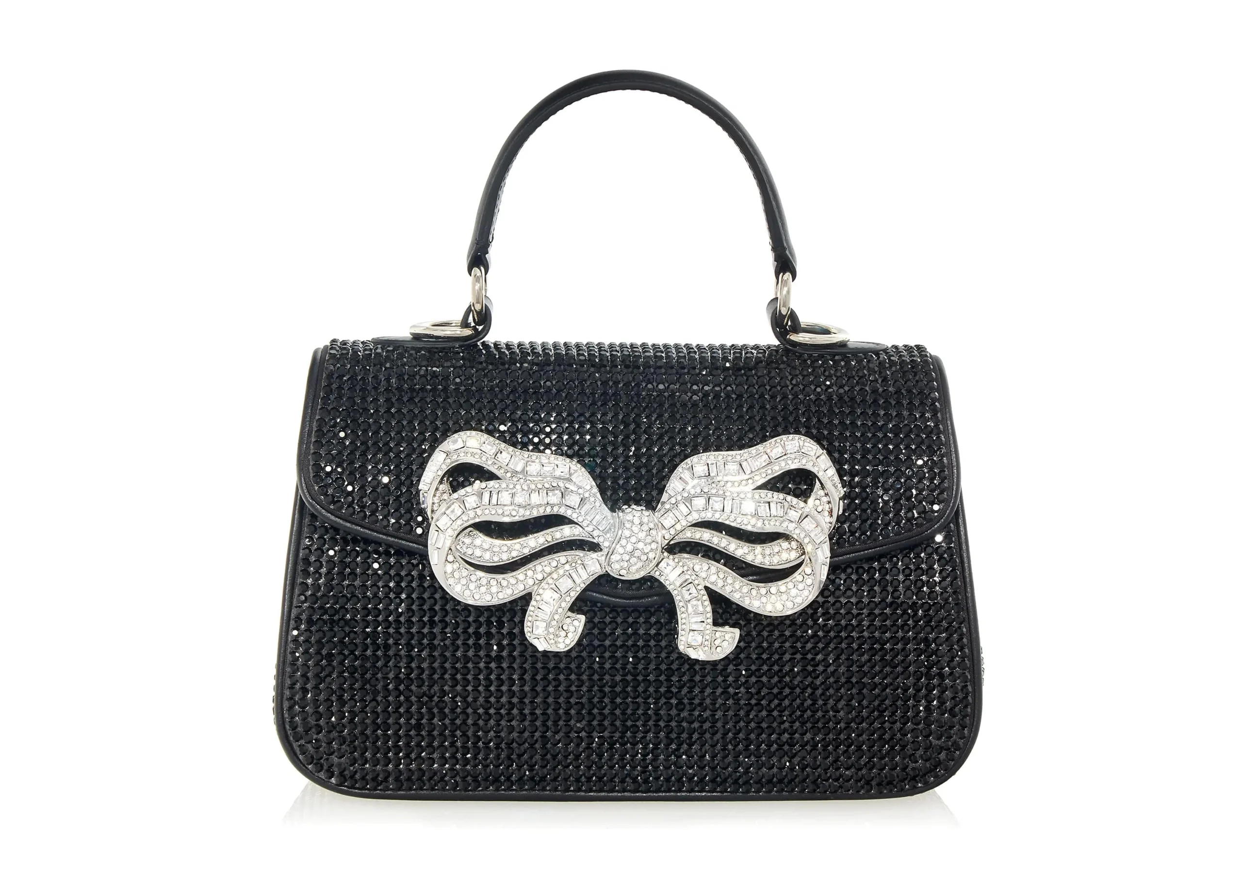 Judith Leiber Crystal Bow Top Handle Black - Judith Leiber Crystal Clutch - Luxury Evening Bag - Shop at Luxury Shoes 