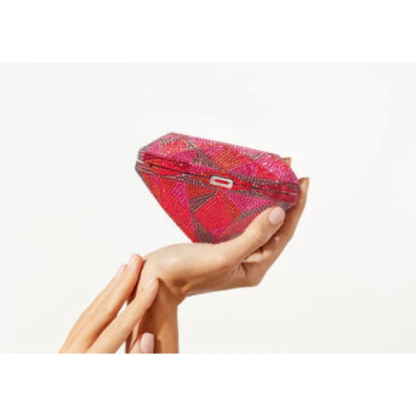Judith Leiber Designer Diamond Ruby Handbag - Judith Leiber Crystal Clutch - Luxury Evening Bag - Shop at Luxury Shoes 