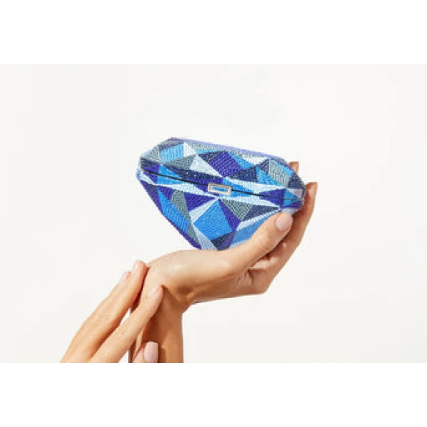 Judith Leiber Diamond Sapphire - Judith Leiber Crystal Clutch - Luxury Evening Bag - Shop at Luxury Shoes 