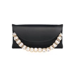 Judith Leiber Envelope Taylor Satin Black - Judith Leiber Crystal Clutch - Luxury Evening Bag - Shop at Luxury Shoes 