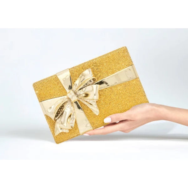 Judith Leiber Gift Box Surprise Gold - Judith Leiber Crystal Clutch - Luxury Evening Bag - Shop at Luxury Shoes 
