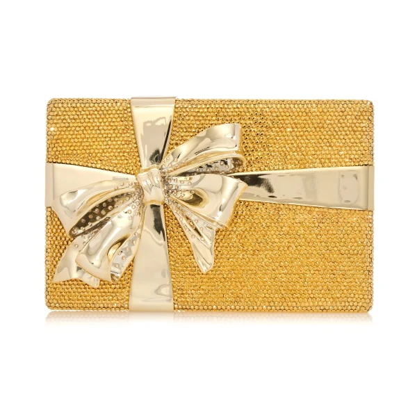 Judith Leiber Gift Box Surprise Gold - Judith Leiber Crystal Clutch - Luxury Evening Bag - Shop at Luxury Shoes 