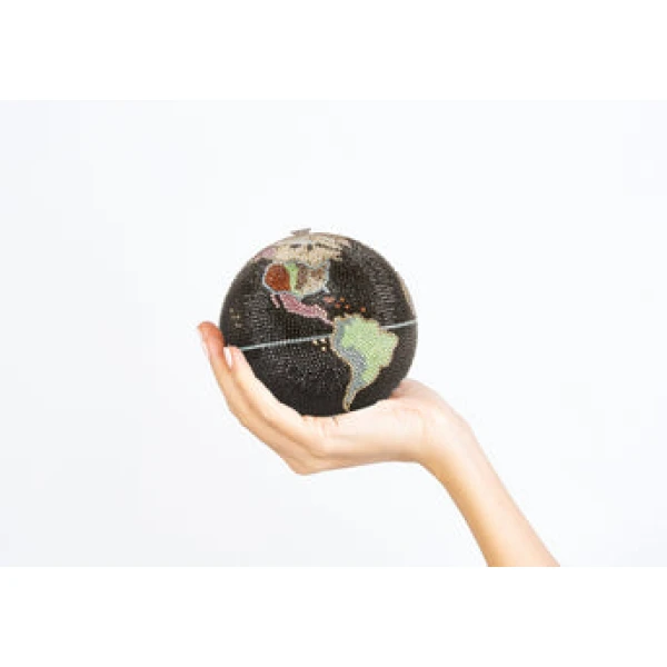 Judith Leiber Globe Hayden Planetarium Black - Judith Leiber Crystal Clutch - Luxury Evening Bag - Shop at Luxury Shoes 