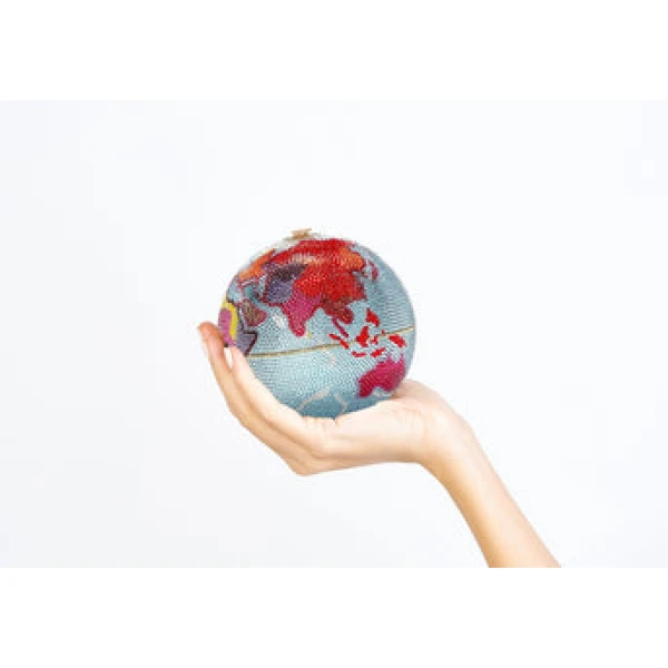 Judith Leiber Globe Hayden Planetarium Blue - Judith Leiber Crystal Clutch - Luxury Evening Bag - Shop at Luxury Shoes 