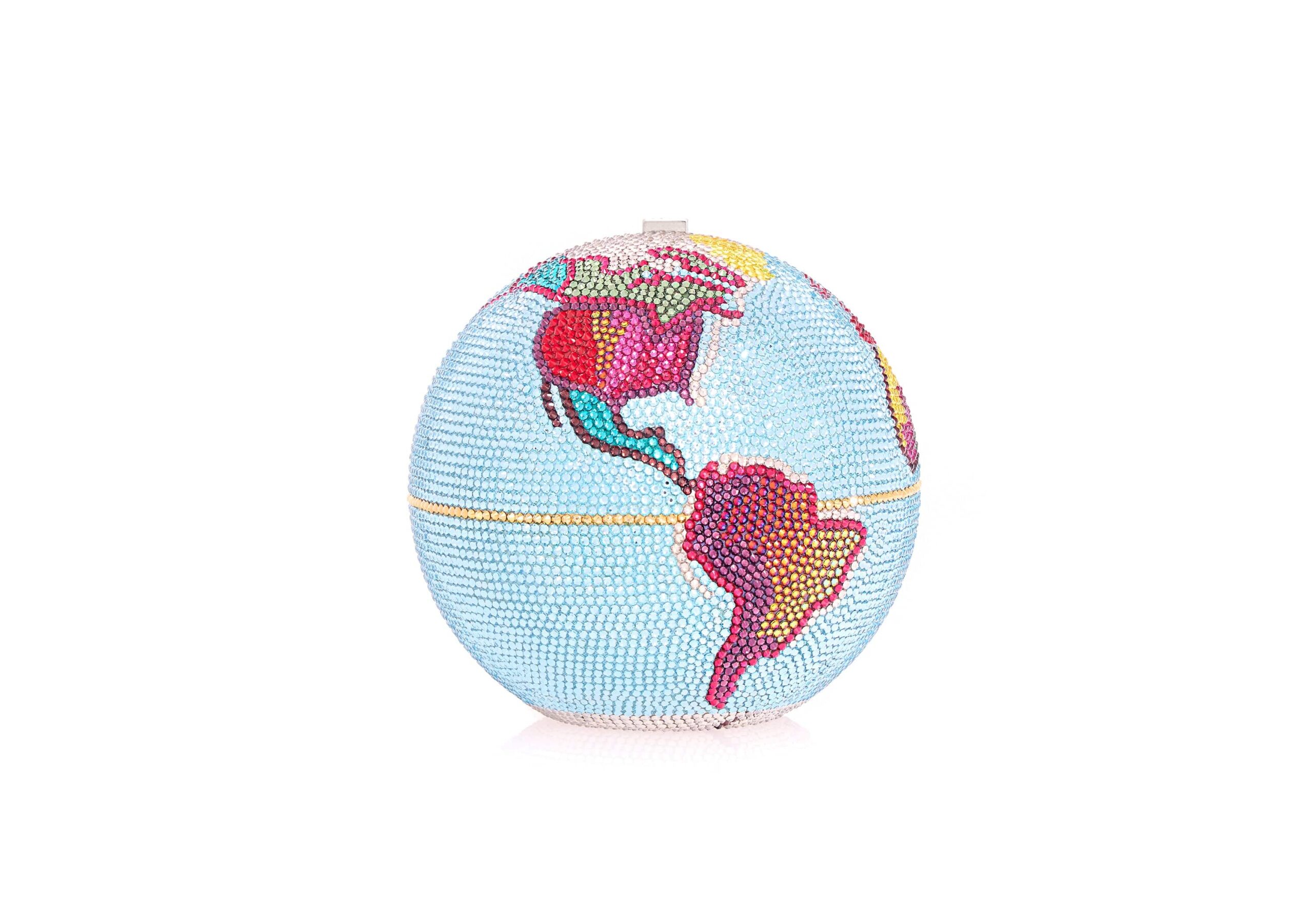 Judith Leiber Globe Hayden Planetarium Blue - Judith Leiber Crystal Clutch - Luxury Evening Bag - Shop at Luxury Shoes 