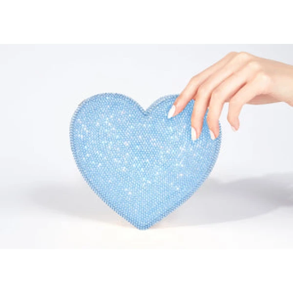 Judith Leiber Heart Clutch Blue Designer Purse - Judith Leiber Crystal Clutch - Luxury Evening Bag - Shop at Luxury Shoes 