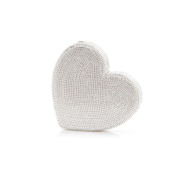 Judith Leiber Heart Clutch Silver - Judith Leiber Crystal Clutch - Luxury Evening Bag - Shop at Luxury Shoes 