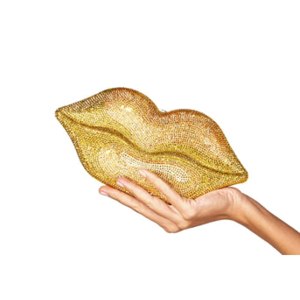 Judith Leiber Hot Lips Gold - Judith Leiber Crystal Clutch - Luxury Evening Bag - Shop at Luxury Shoes 