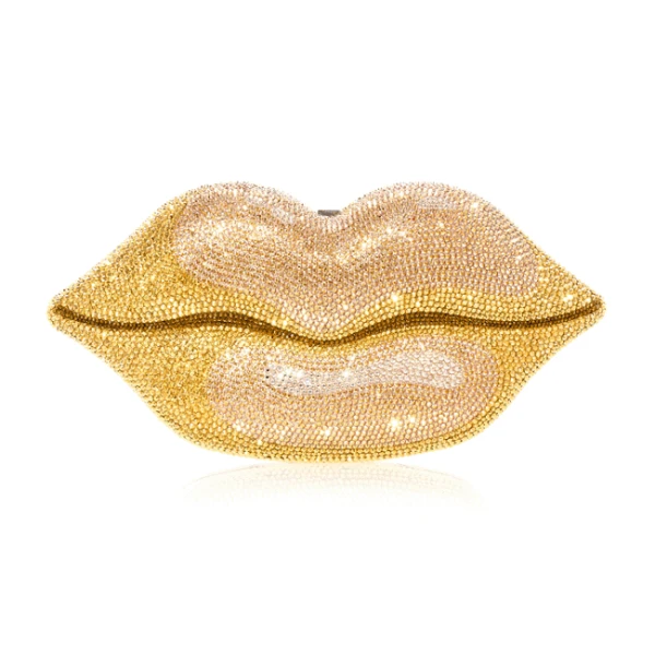 Judith Leiber Hot Lips Gold - Judith Leiber Crystal Clutch - Luxury Evening Bag - Shop at Luxury Shoes 