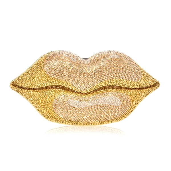 Judith Leiber Hot Lips Gold - Judith Leiber Crystal Clutch - Luxury Evening Bag - Shop at Luxury Shoes 