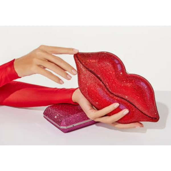 Judith Leiber Hot Lips Red - Judith Leiber Crystal Clutch - Luxury Evening Bag - Shop at Luxury Shoes 
