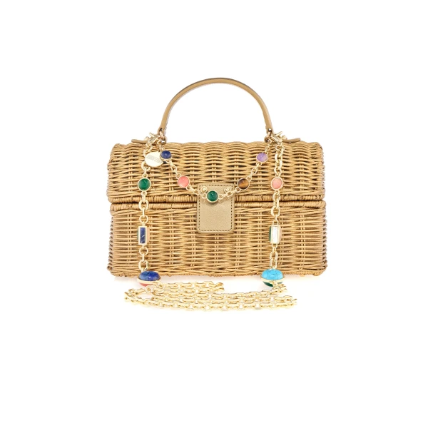 Judith Leiber Isla Wicker Basket Champagne - Judith Leiber Crystal Clutch - Luxury Evening Bag - Shop at Luxury Shoes 