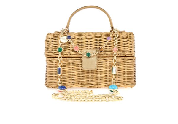 Judith Leiber Isla Wicker Basket Champagne - Judith Leiber Crystal Clutch - Luxury Evening Bag - Shop at Luxury Shoes 