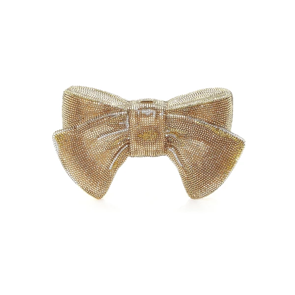 Judith Leiber Just For You Bow Gold Designer Clutch - Judith Leiber Crystal Clutch - Luxury Evening Bag - Shop at Luxury Shoes 