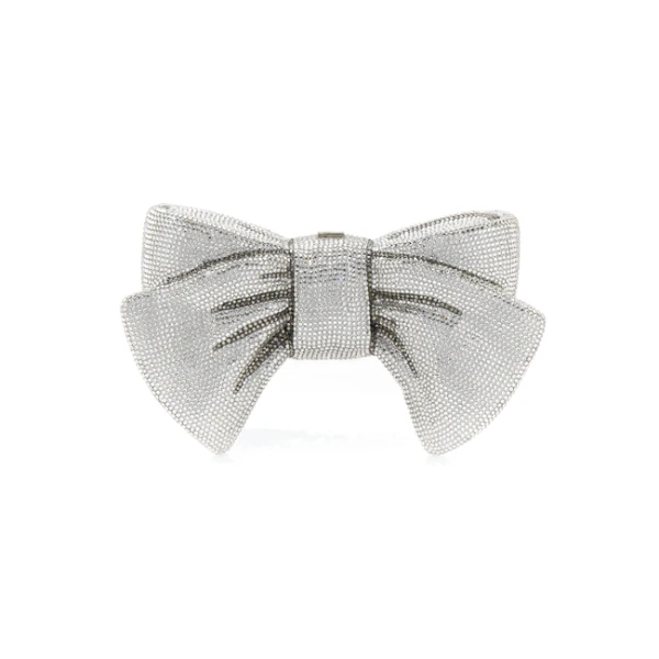 Judith Leiber Just For You Bow Silver Designer Handbag - Judith Leiber Crystal Clutch - Luxury Evening Bag - Shop at Luxury Shoes 