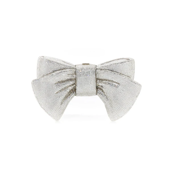 Judith Leiber Just For You Bow Silver Designer Handbag - Judith Leiber Crystal Clutch - Luxury Evening Bag - Shop at Luxury Shoes 