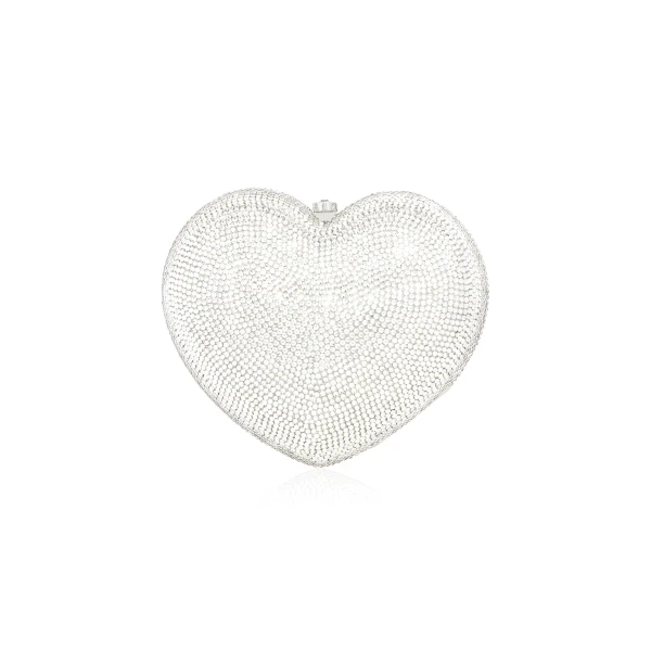Judith Leiber L'Amour Petit Coeur Silver - Judith Leiber Crystal Clutch - Luxury Evening Bag - Shop at Luxury Shoes 