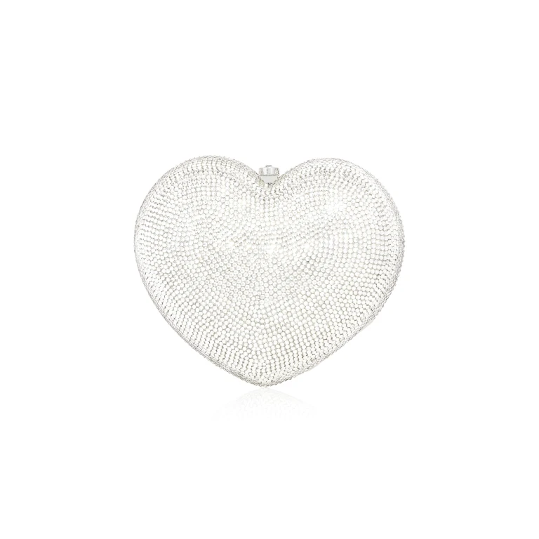 Judith Leiber L'Amour Petit Coeur Silver - Judith Leiber Crystal Clutch - Luxury Evening Bag - Shop at Luxury Shoes 