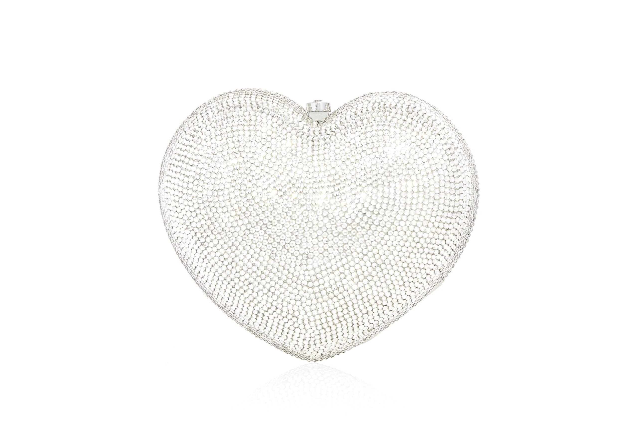 Judith Leiber L'Amour Petit Coeur Silver - Judith Leiber Crystal Clutch - Luxury Evening Bag - Shop at Luxury Shoes 