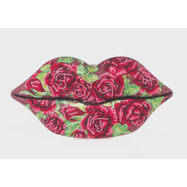 Judith Leiber Lips Red Roses Clutch - Judith Leiber Crystal Clutch - Luxury Evening Bag - Shop at Luxury Shoes 