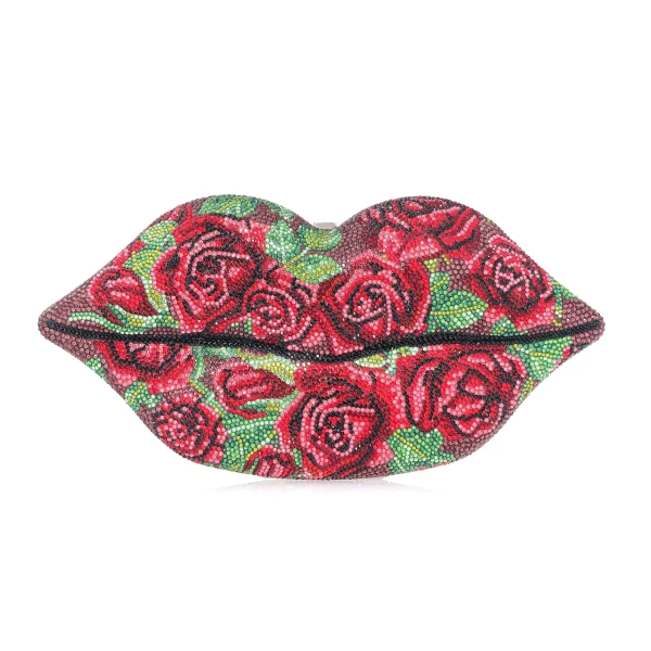 Judith Leiber Lips Red Roses Clutch - Judith Leiber Crystal Clutch - Luxury Evening Bag - Shop at Luxury Shoes 
