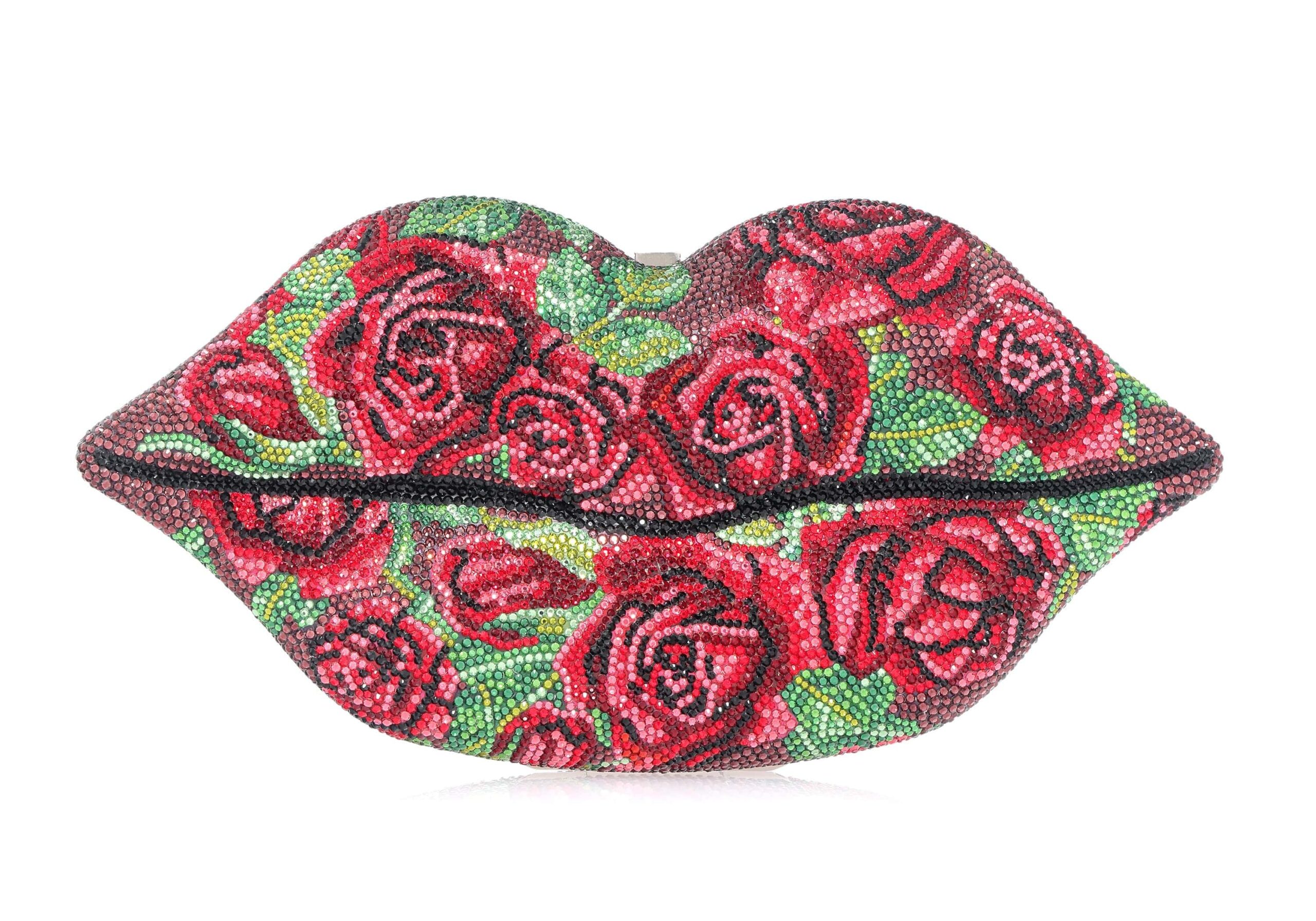 Judith Leiber Lips Red Roses Clutch - Judith Leiber Crystal Clutch - Luxury Evening Bag - Shop at Luxury Shoes 