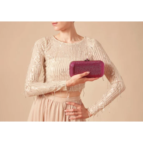 Judith Leiber Long Slide Fullbead Fuchsia - Judith Leiber Crystal Clutch - Luxury Evening Bag - Shop at Luxury Shoes 