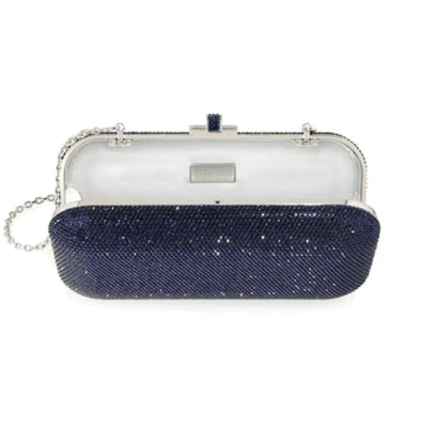 Judith Leiber Long Slide Navy - Judith Leiber Crystal Clutch - Luxury Evening Bag - Shop at Luxury Shoes 