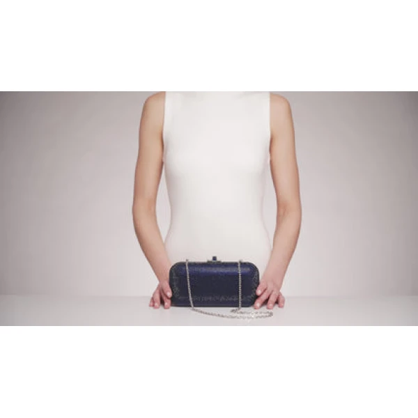 Judith Leiber Long Slide Navy - Judith Leiber Crystal Clutch - Luxury Evening Bag - Shop at Luxury Shoes 