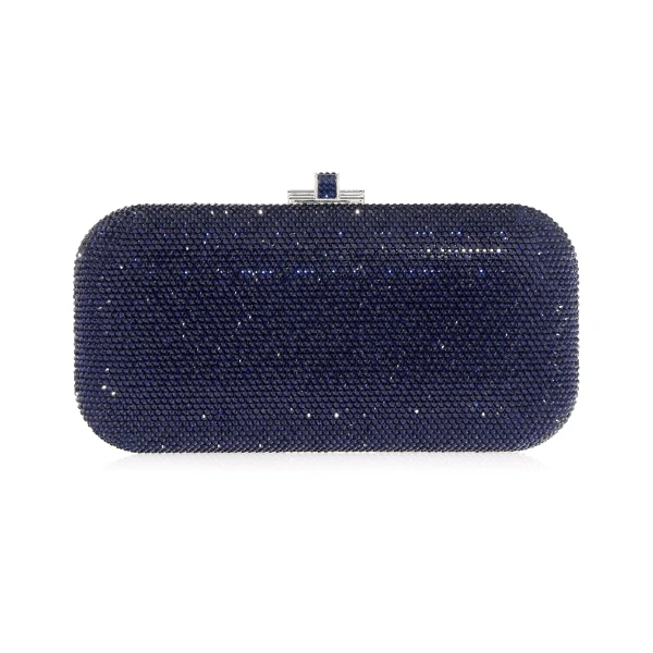 Judith Leiber Long Slide Navy - Judith Leiber Crystal Clutch - Luxury Evening Bag - Shop at Luxury Shoes 