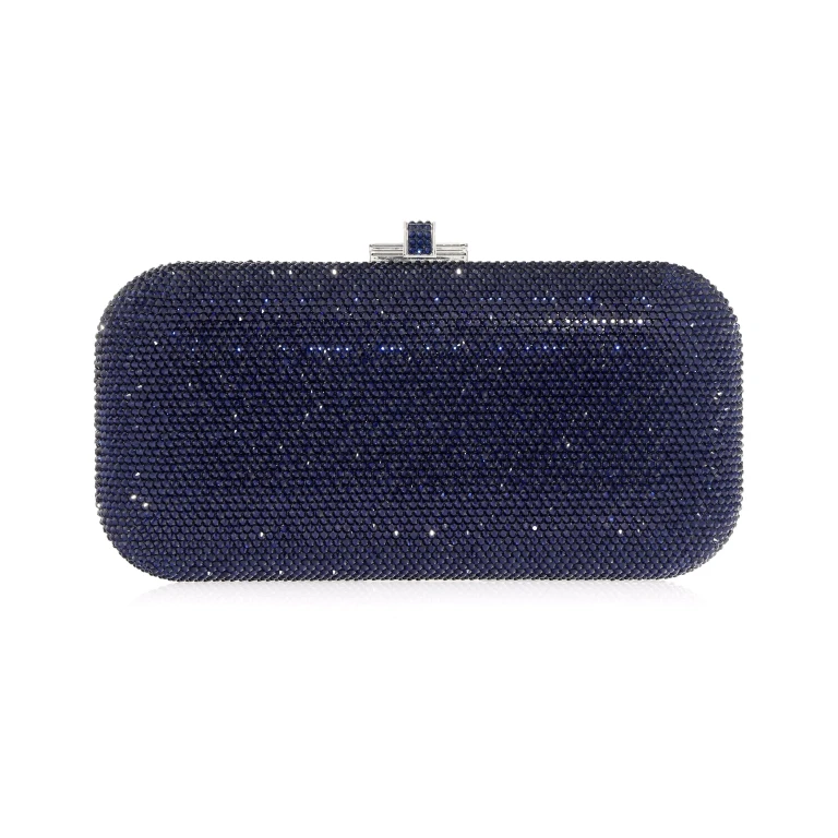 Judith Leiber Long Slide Navy - Judith Leiber Crystal Clutch - Luxury Evening Bag - Shop at Luxury Shoes 