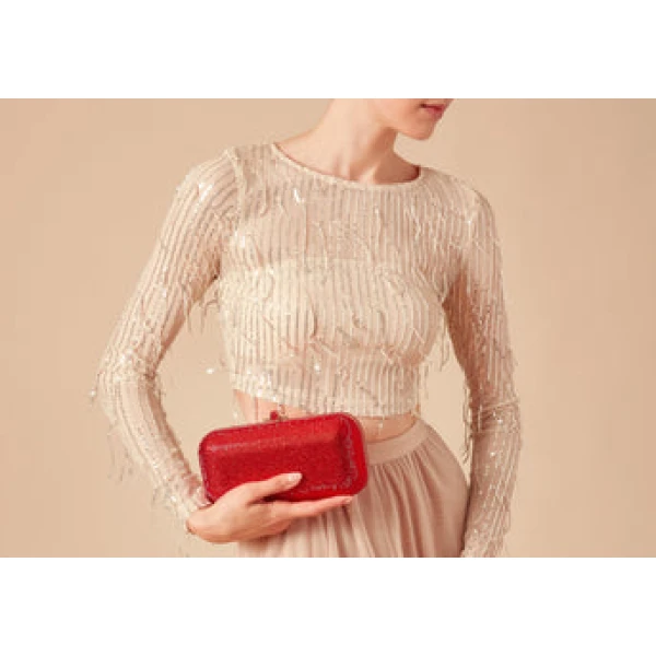 Judith Leiber Long Slide Red - Judith Leiber Crystal Clutch - Luxury Evening Bag - Shop at Luxury Shoes 