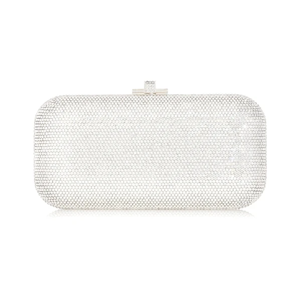 Judith Leiber Long Slide Silver - Judith Leiber Crystal Clutch - Luxury Evening Bag - Shop at Luxury Shoes 