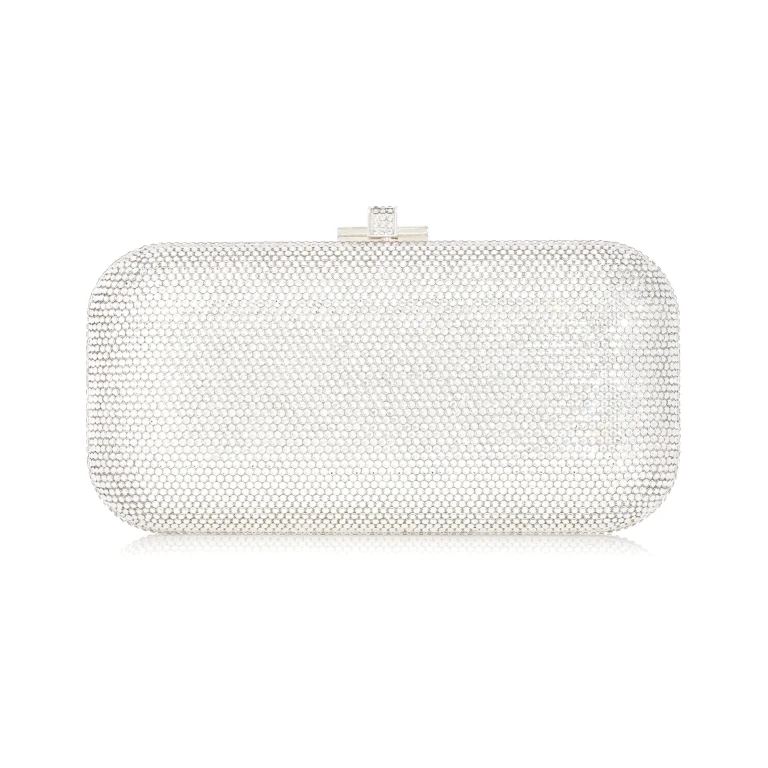 Judith Leiber Long Slide Silver - Judith Leiber Crystal Clutch - Luxury Evening Bag - Shop at Luxury Shoes 
