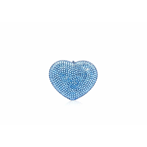 Judith Leiber Mini Heart Light Sapphire - Judith Leiber Crystal Clutch - Luxury Evening Bag - Shop at Luxury Shoes 