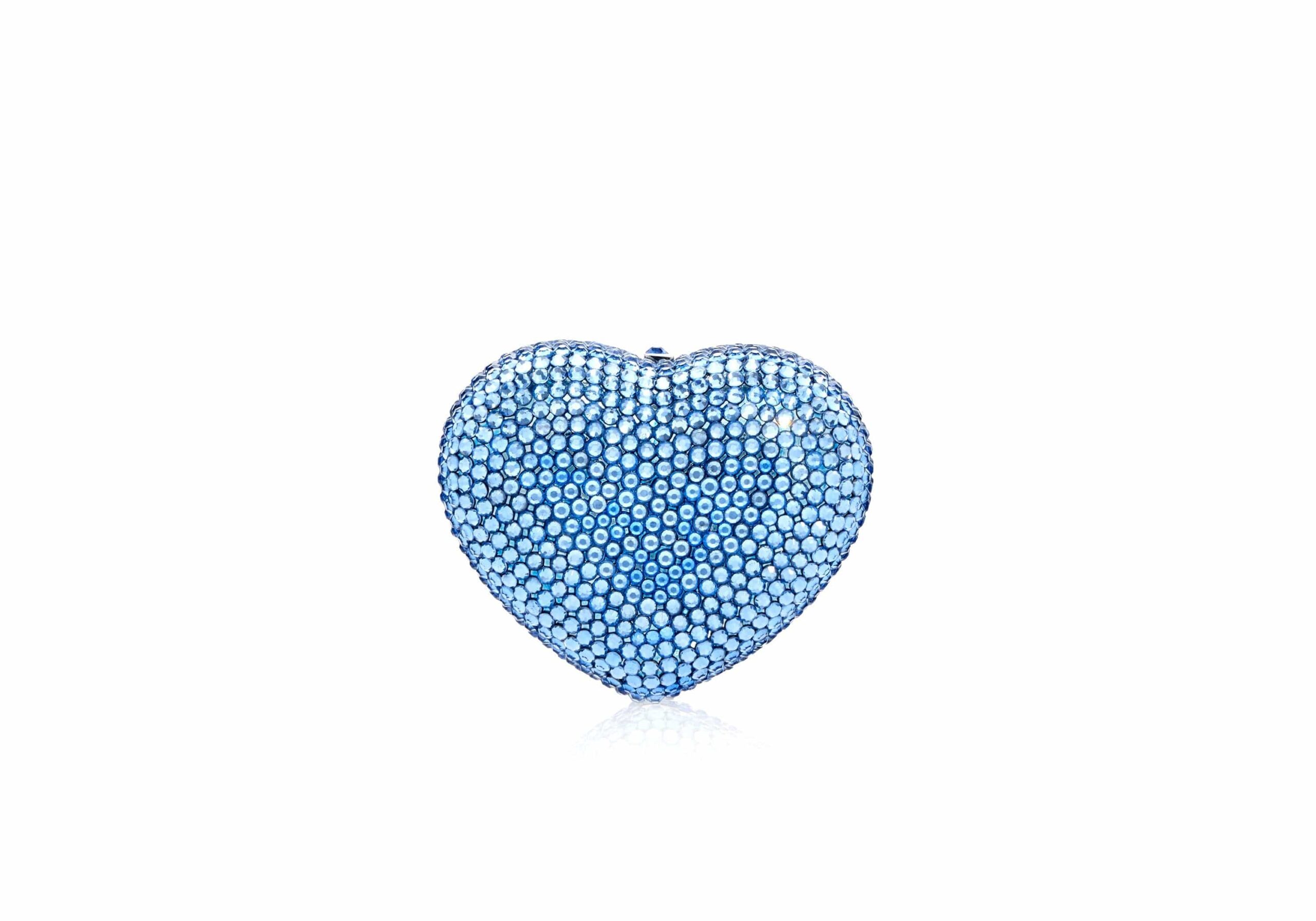 Judith Leiber Mini Heart Light Sapphire - Judith Leiber Crystal Clutch - Luxury Evening Bag - Shop at Luxury Shoes 