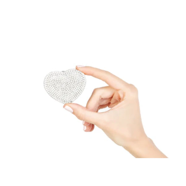 Judith Leiber Mini Heart Silver - Judith Leiber Crystal Clutch - Luxury Evening Bag - Shop at Luxury Shoes 