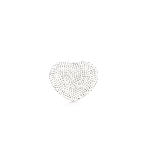 Judith Leiber Mini Heart Silver - Judith Leiber Crystal Clutch - Luxury Evening Bag - Shop at Luxury Shoes 