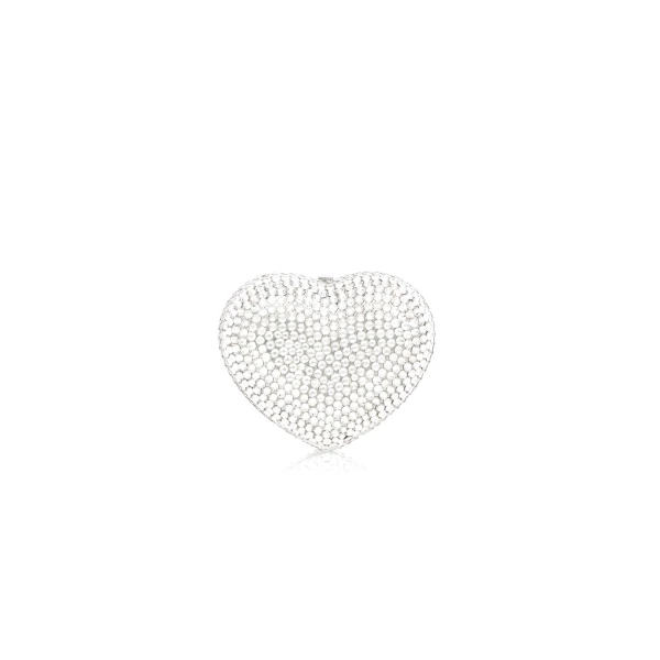 Judith Leiber Mini Heart Silver - Judith Leiber Crystal Clutch - Luxury Evening Bag - Shop at Luxury Shoes 