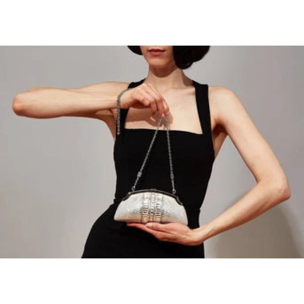 Judith Leiber Mini Venetian Gems Silver - Judith Leiber Crystal Clutch - Luxury Evening Bag - Shop at Luxury Shoes 