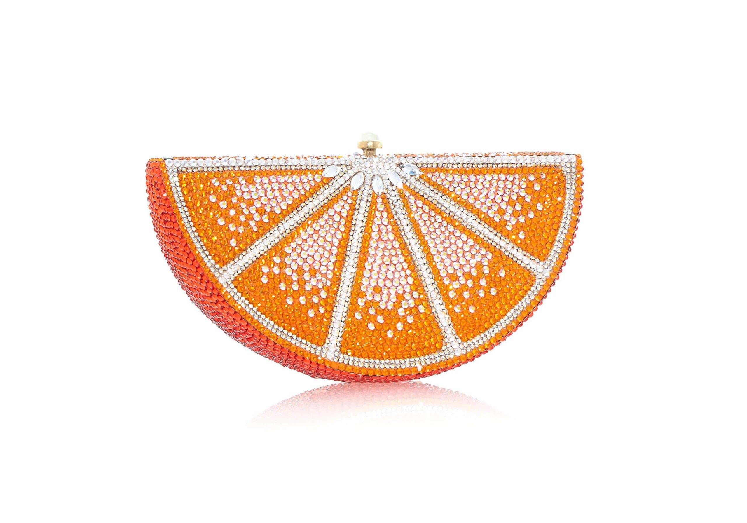Judith Leiber Orange Slice - Judith Leiber Crystal Clutch - Luxury Evening Bag - Shop at Luxury Shoes 