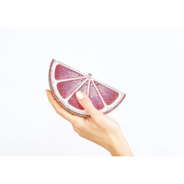 Judith Leiber Pink Lemon Slice - Judith Leiber Crystal Clutch - Luxury Evening Bag - Shop at Luxury Shoes 