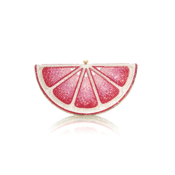 Judith Leiber Pink Lemon Slice - Judith Leiber Crystal Clutch - Luxury Evening Bag - Shop at Luxury Shoes 